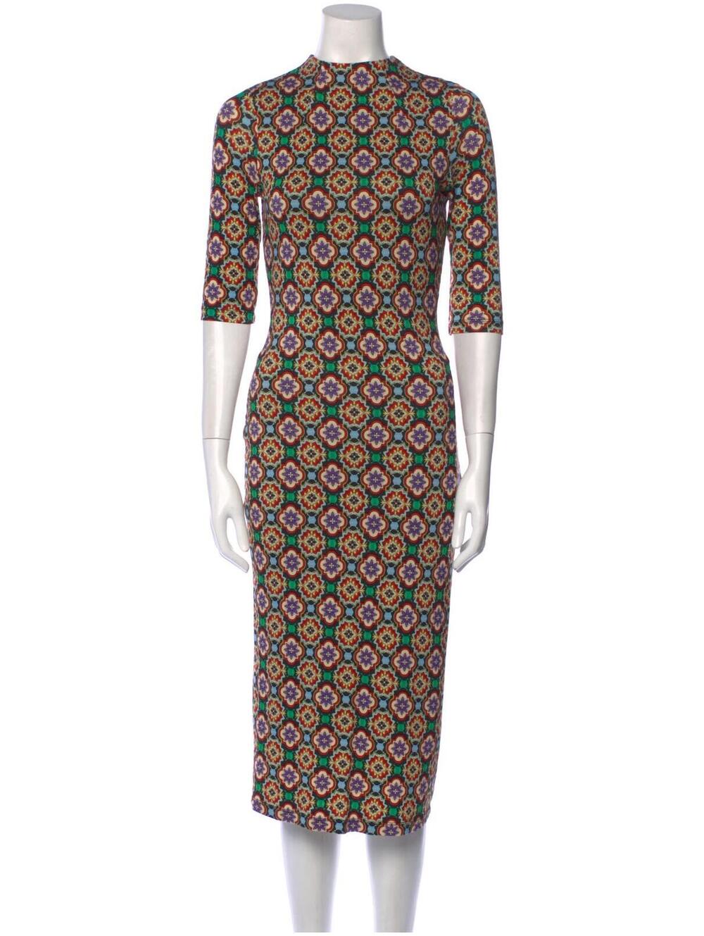 Alice + Olivia Floral Geometric Print Midi Sheath Dress